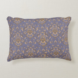 Elegant gouden damast op periwinkleblauw accent kussen