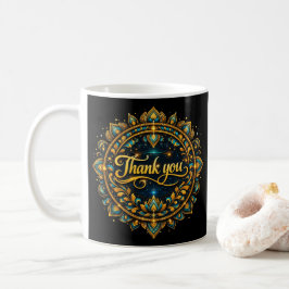 Elegant gouden "Dank je wel" Mandala-ontwerp met l Koffiemok