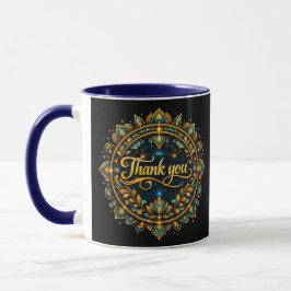 Elegant gouden "Dank je wel" Mandala-ontwerp met l Mok