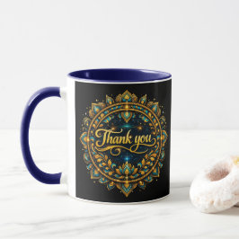 Elegant gouden "Dank je wel" Mandala-ontwerp met l Mok