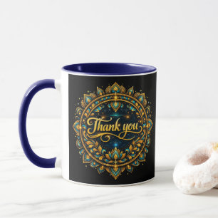 Elegant gouden "Dank je wel" Mandala-ontwerp met l Mok