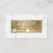 Elegant gouden de typografie wit marmer van visitekaartje (Achterkant)