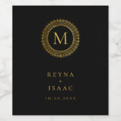 Elegant Gouden Deco Krans Initiaal Wijn Etiket (Enkel label)