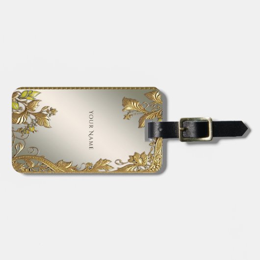 Elegant gouden decoratief Bagagelabel (Voorkant horizontaal)