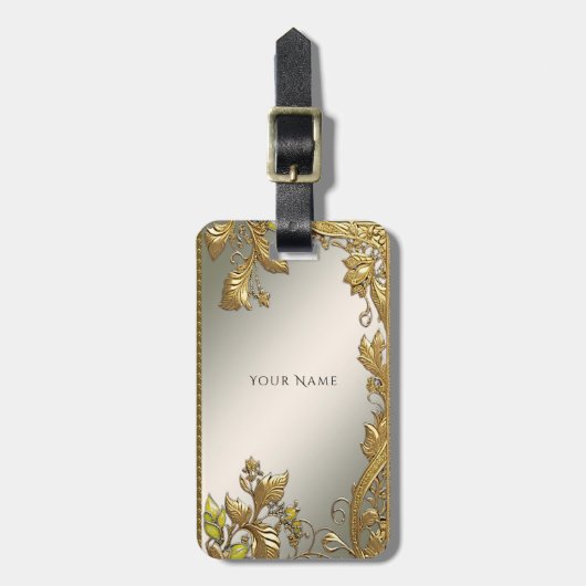 Elegant gouden decoratief Bagagelabel (Voorkant verticaal)