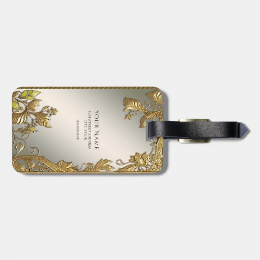 Elegant gouden decoratief Bagagelabel (Achterkant horizontaal)