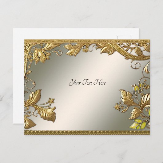 Elegant gouden decoratief Briefkaart (Voorkant / Achterkant)