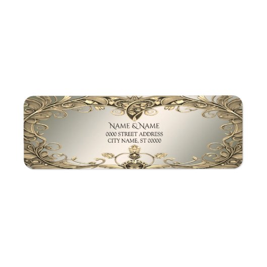 Elegant gouden decoratief retouradres label (Voorkant)