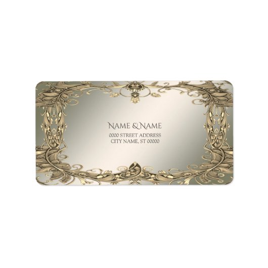 Elegant gouden decoratieve adreslabel etiket (Voorkant)
