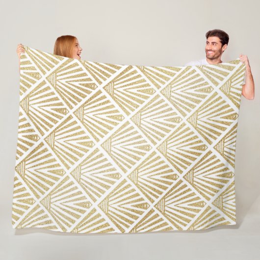 Elegant gouden diamantpalm, kunstdecodesign fleece deken (In situ)
