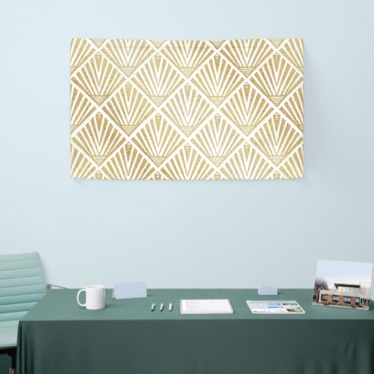 Elegant gouden diamantpalm, kunstdecodesign spandoek (Beurs)