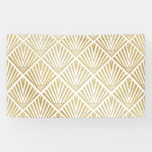 Elegant gouden diamantpalm, kunstdecodesign spandoek