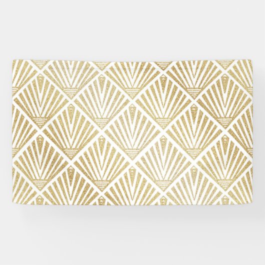 Elegant gouden diamantpalm, kunstdecodesign spandoek (Horizontaal)