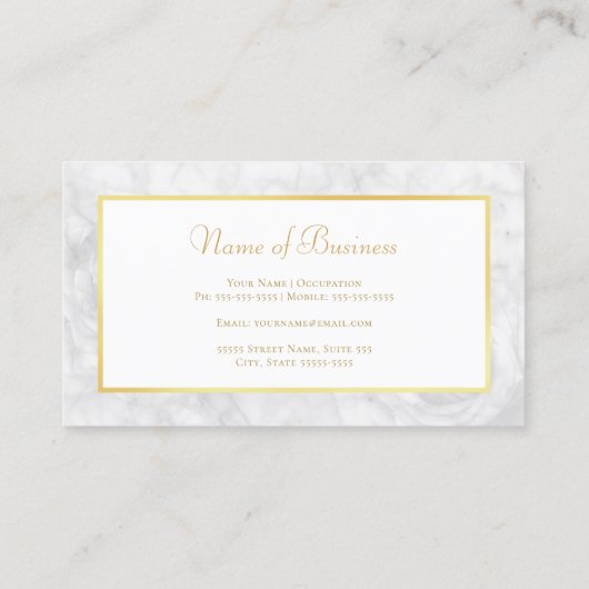Elegant Gouden Dragonfly Wit Rose Marmer Visitekaartje (Achterkant)