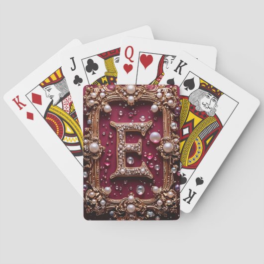 Elegant Gouden E Letter Monogram Pokerkaarten (Achterkant)