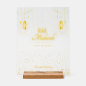 Elegant Gouden Eid Mubarak Acryl Bord (Voorkant)