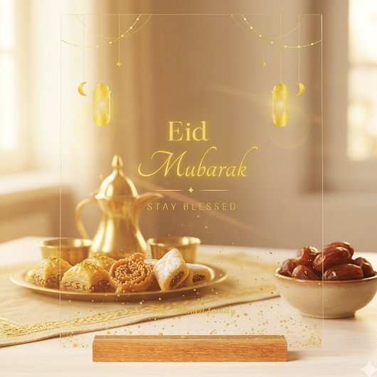 Elegant Gouden Eid Mubarak Acryl Bord