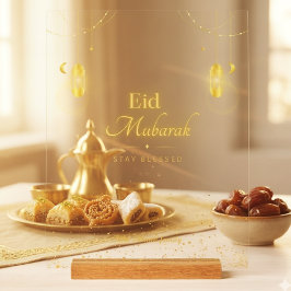 Elegant Gouden Eid Mubarak Acrylic Naambord Acryl Bord