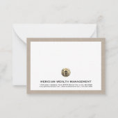 Elegant gouden embleem Business Note Kaart Notitiekaartje (Voorkant)