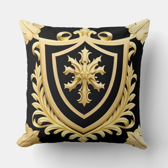 Elegant gouden embleem met  schild kussen (Voorkant)