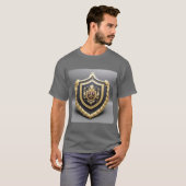 Elegant gouden embleem met  schild t-shirt (Voorkant volledig)