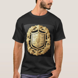 Elegant Gouden Embleem Met Sierlijk Schild T-shirt