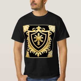 Elegant Gouden Embleem Met Sierlijk Schild T-shirt