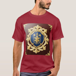 Elegant Gouden Embleem Met Sierlijk Schild T-shirt