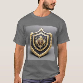 Elegant Gouden Embleem Met Sierlijk Schild T-shirt