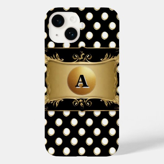 Elegant gouden embleem op stippen Case-Mate iPhone case (Achterkant)