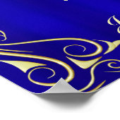 Elegant gouden en blauwe bruidsbad welcome bord poster (Hoek)