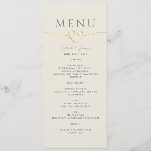 Elegant Gouden en Ivoren Bruiloft Menu (Voorkant)