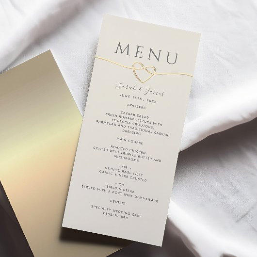 Elegant Gouden en Ivoren Bruiloft Menu