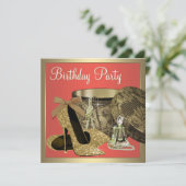 Elegant gouden en koraal guave verjaardagsfeest kaart (Staand voorkant)