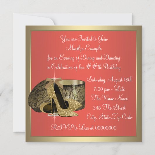 Elegant gouden en koraal guave verjaardagsfeest kaart (Achterkant)