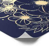 Elegant gouden en marineblauwe bruiloft welkomstbo poster (Hoek)