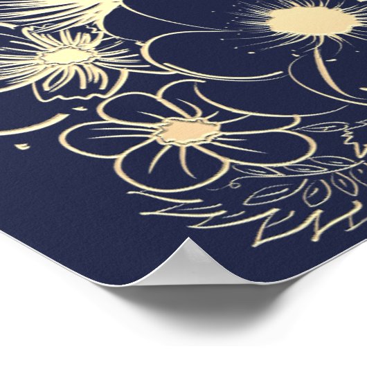 Elegant gouden en marineblauwe bruiloft welkomstbo poster (Hoek)