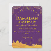 Elegant gouden en Paarse Ramadan iftar Party Kaart (Voorkant)