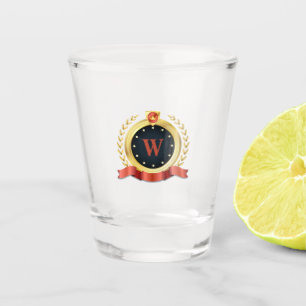 Elegant gouden en rode medaille met monogram shot glas