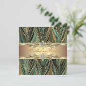 Elegant gouden en turquoise verjaardagsfeestje kaart (Staand voorkant)