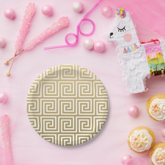 Elegant Gouden en Wit Grieks Zeer belangrijk Papieren Bordje (Feest)