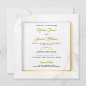 Elegant Gouden en Witte Bruiloft Kaart (Voorkant)