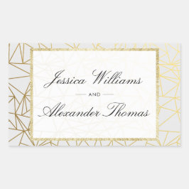 Elegant gouden en witte bruiloft rechthoekige sticker