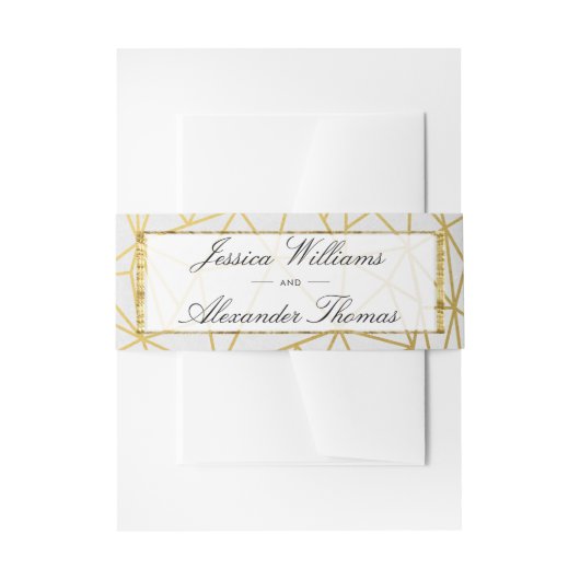 Elegant gouden en witte bruiloft uitnodigingen wikkel (Voorkant Voorbeeld)
