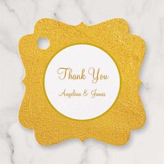 Elegant gouden en witte dank je huwelijk bedankjes labels (Voorkant)