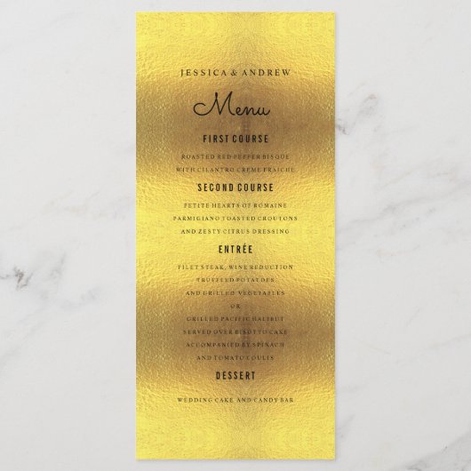 Elegant gouden en zwarte bruiloft menu (Achterkant)