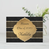 Elegant, gouden en zwarte reünie kaart (Staand voorkant)