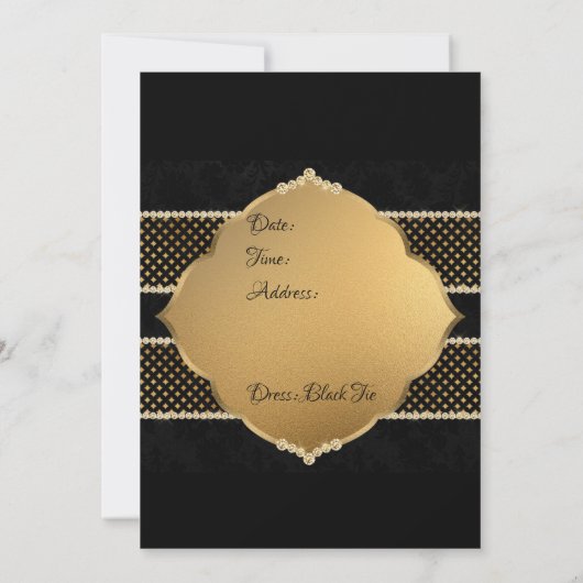 Elegant, gouden en zwarte reünie kaart (Achterkant)