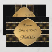 Elegant, gouden en zwarte reünie kaart (Voorkant / Achterkant)