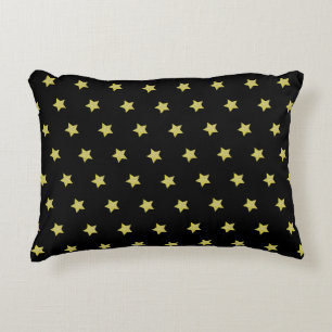 Elegant gouden en zwarte ster patroon accent kussen